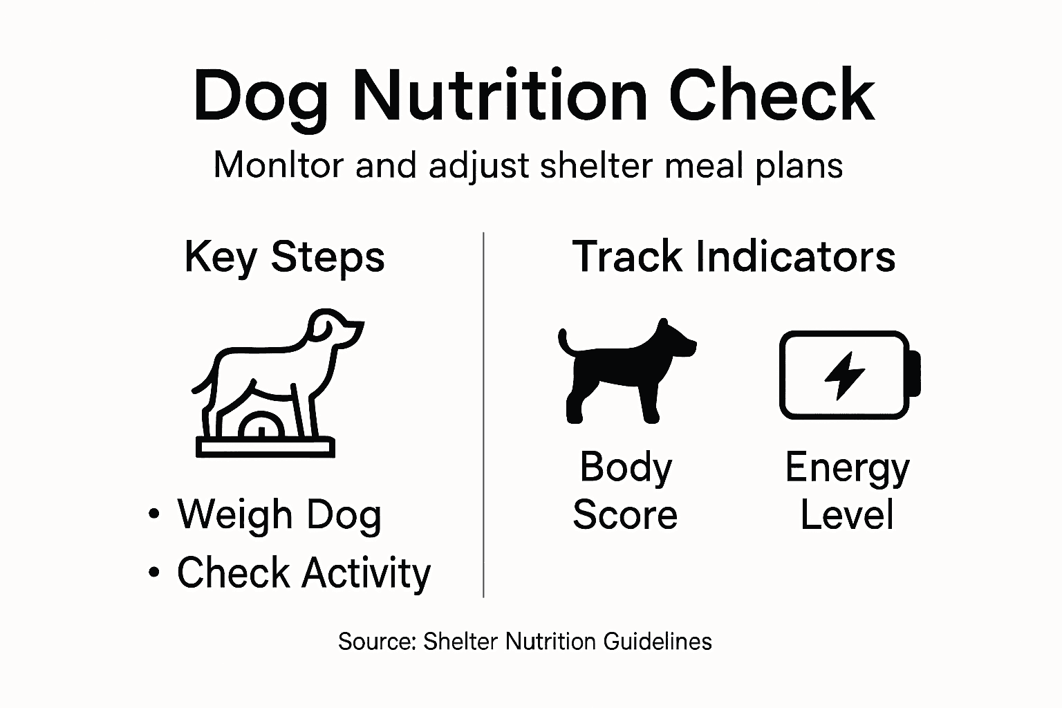 Infographic showing shelter dog nutrition checklist