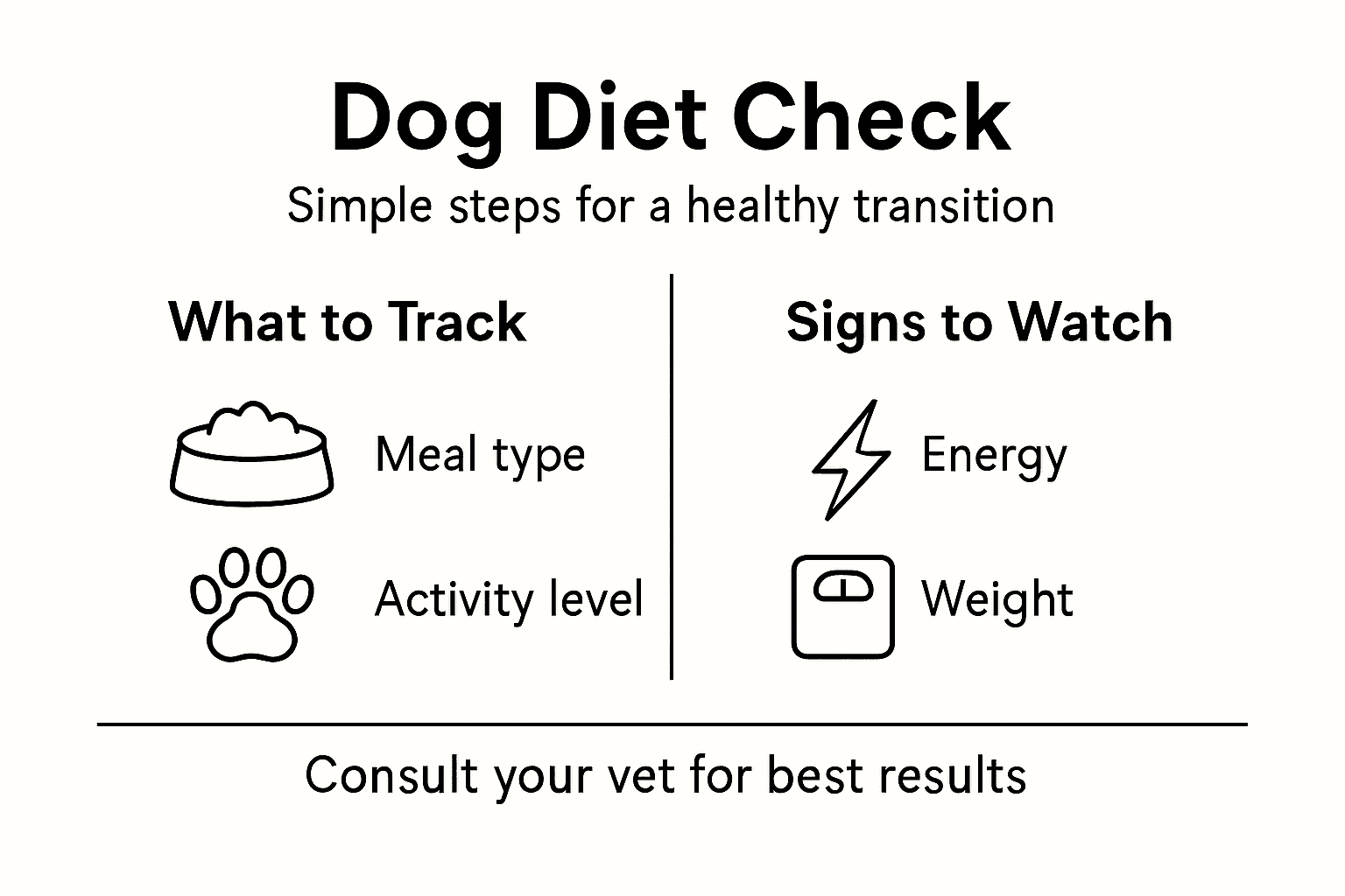 Infographic on dog diet assessment basics