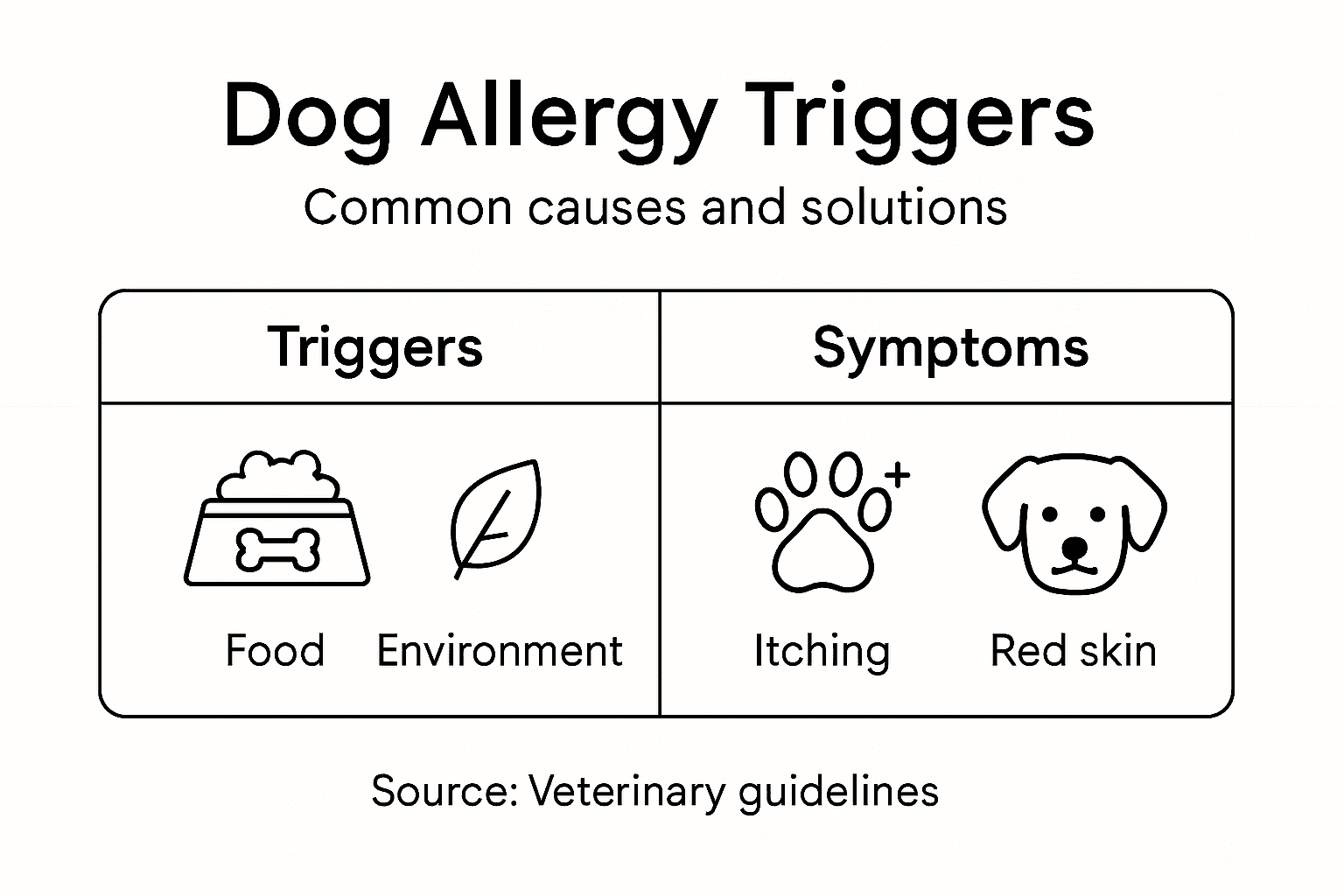 Infographic highlighting dog allergy triggers and symptoms