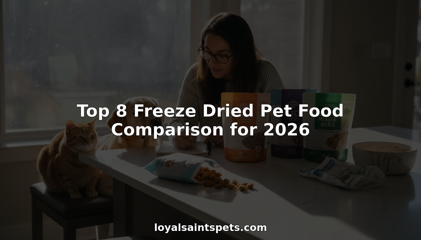 Pet owner comparing freeze dried pet food