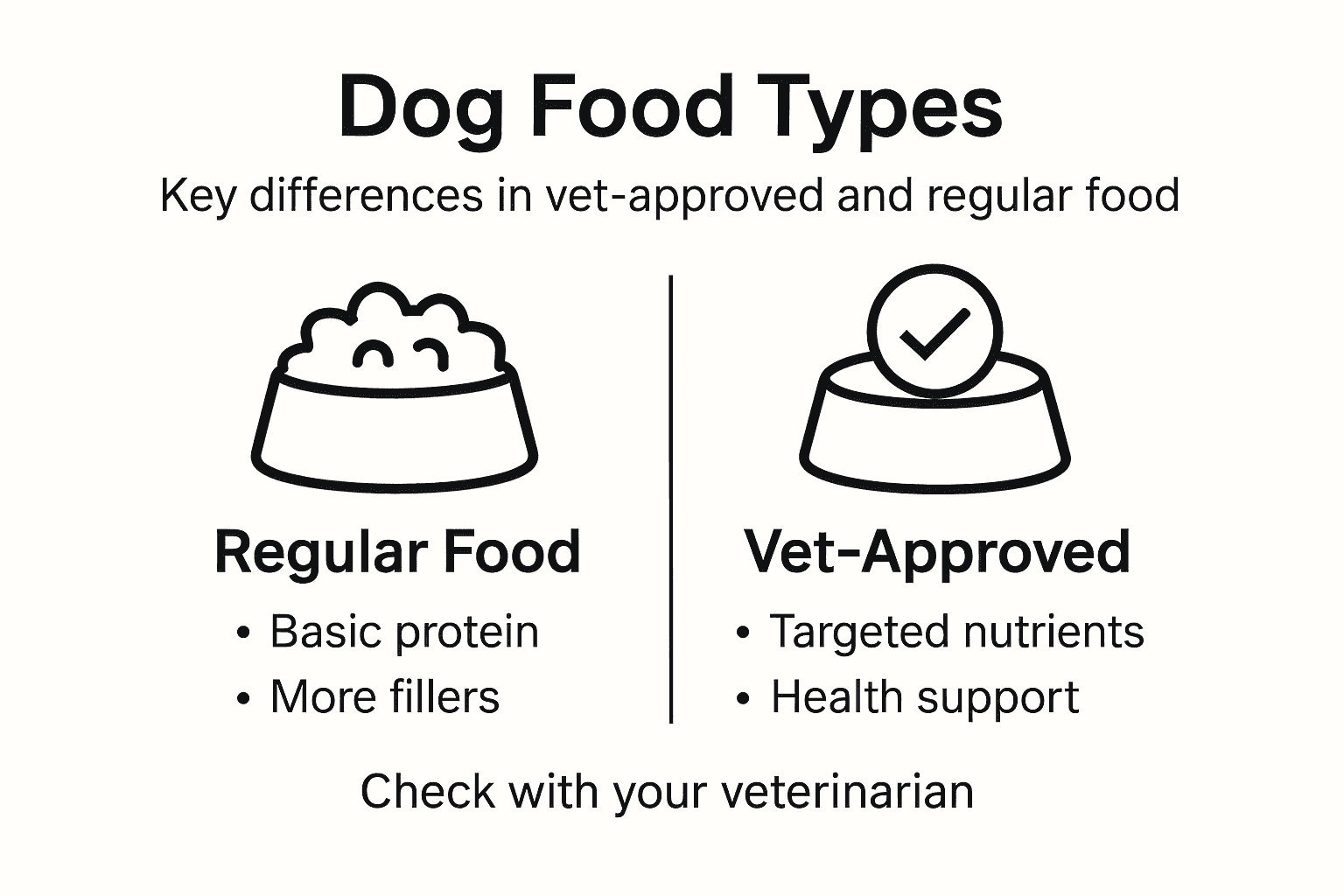 Infographic with vet-approved versus regular dog food