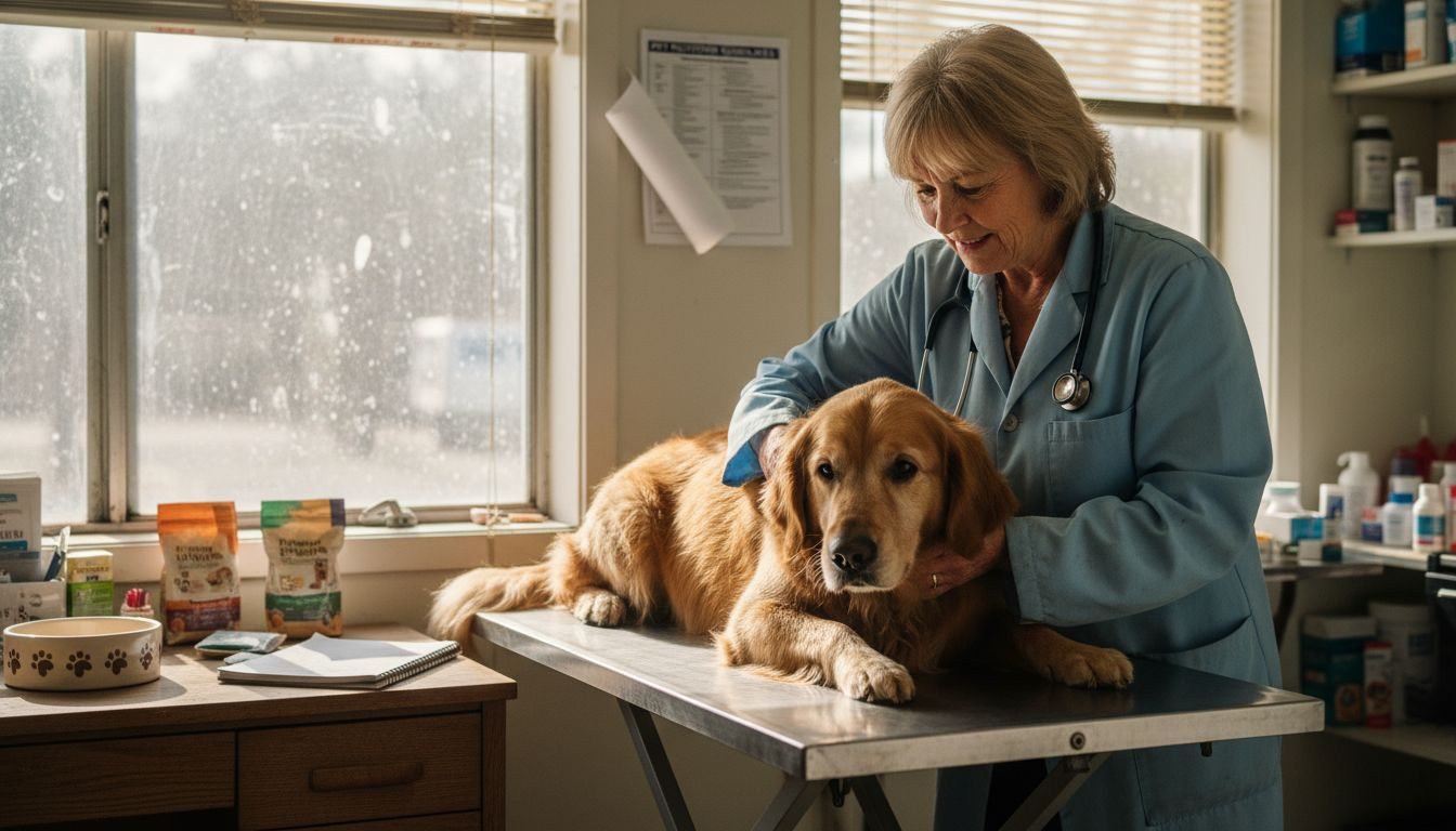 Veterinarian consulting pet on nutrition