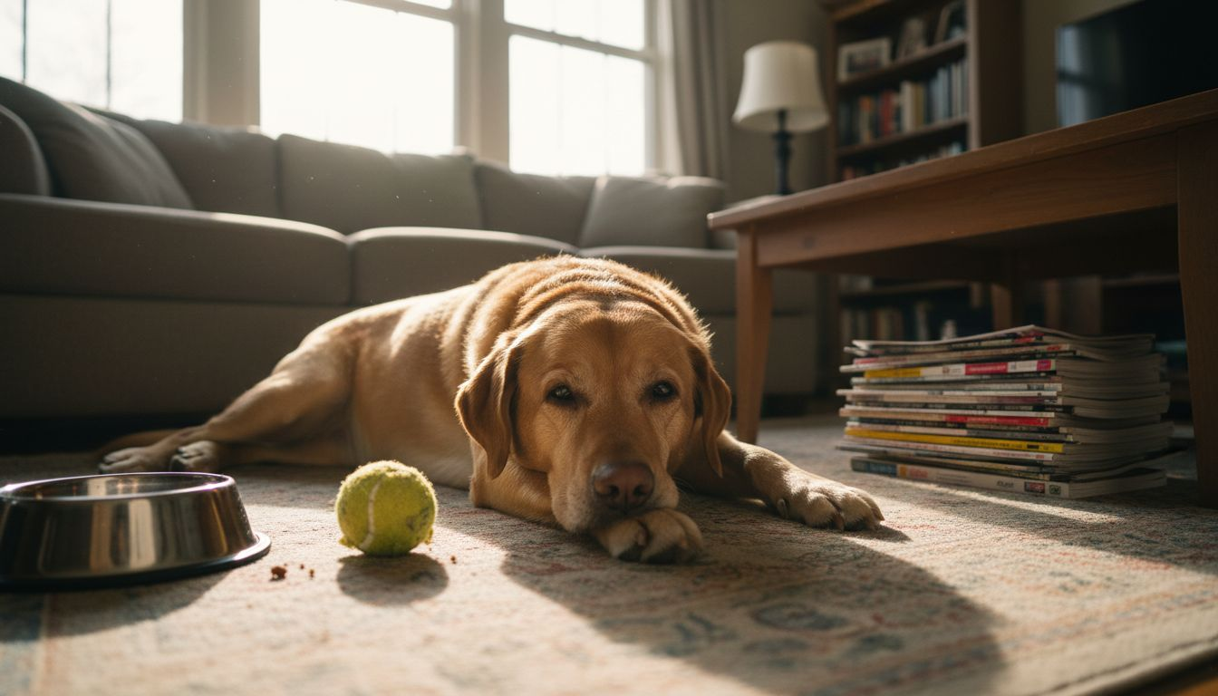 Dog resting showing muscle tone and health