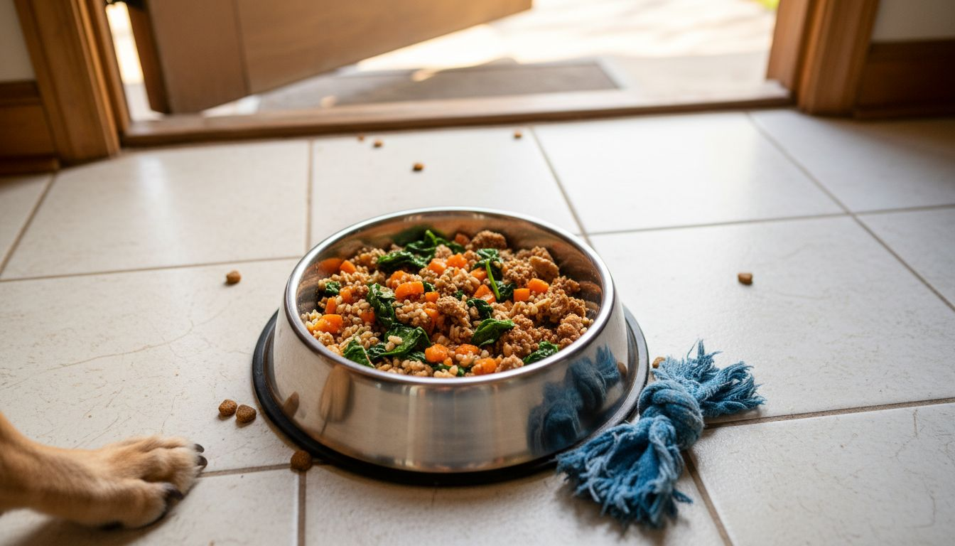 Dog bowl with whole food ingredients
