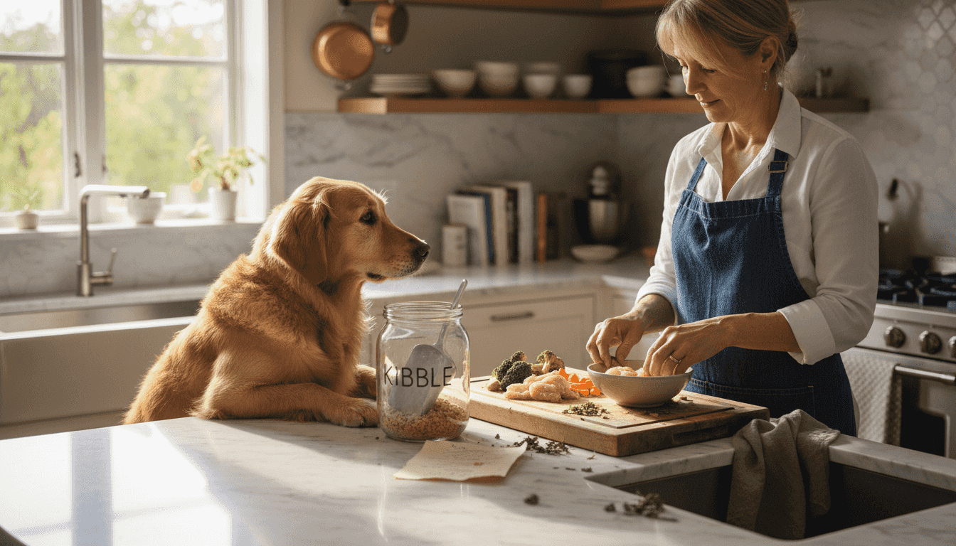 Dog waiting for protein-rich meal