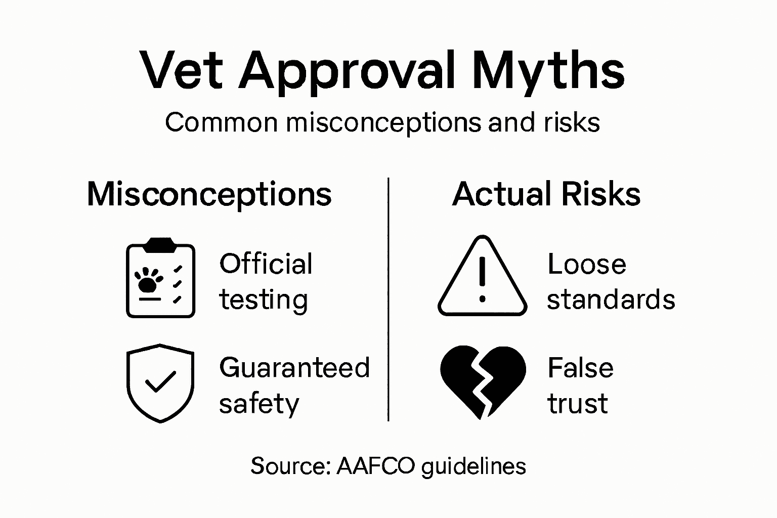 Infographic summarizing veterinarian approval risks and myths
