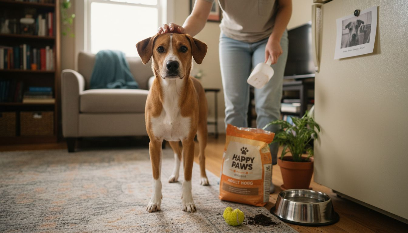 Adopted dog with improved health at home