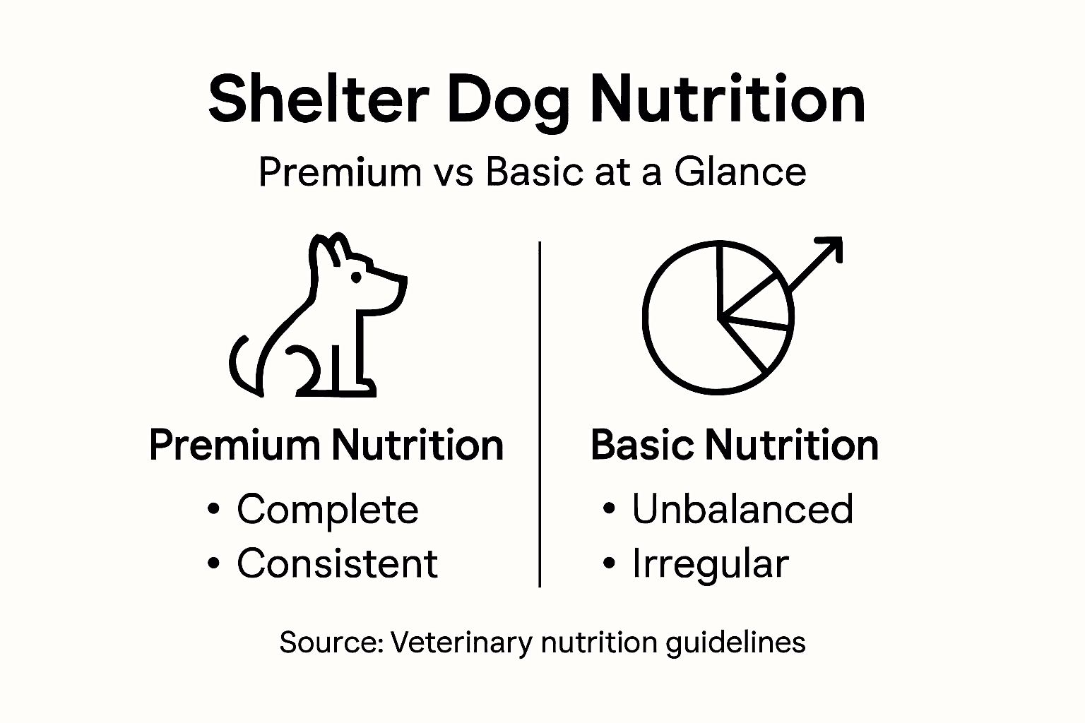 Infographic comparing premium and basic nutrition for dogs