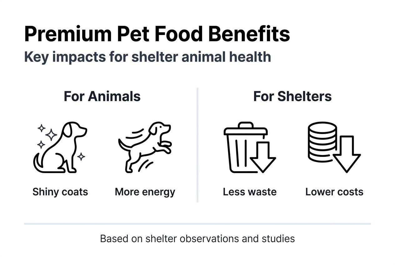 Infographic of premium pet food benefits for shelters