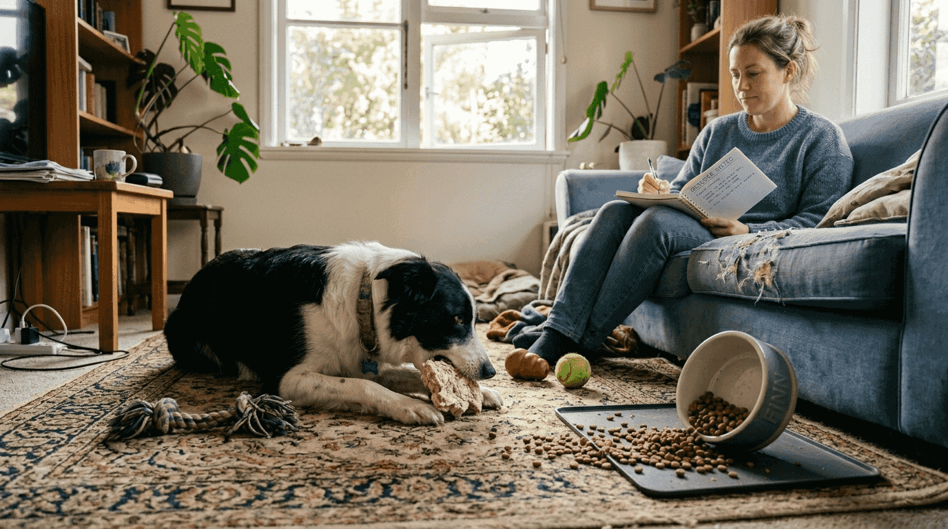 Dog eating minimally processed food at home