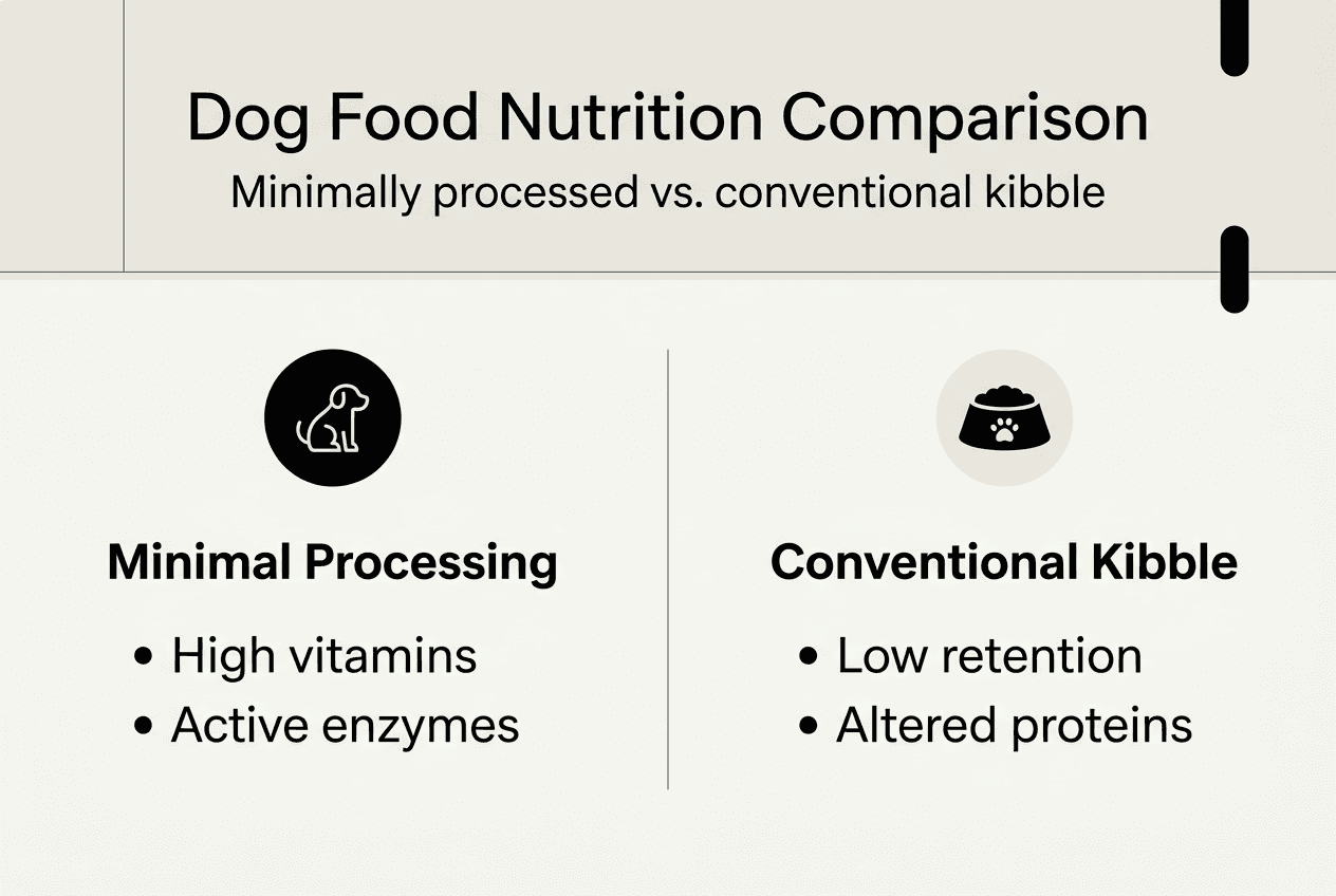 Infographic comparing dog food processing methods