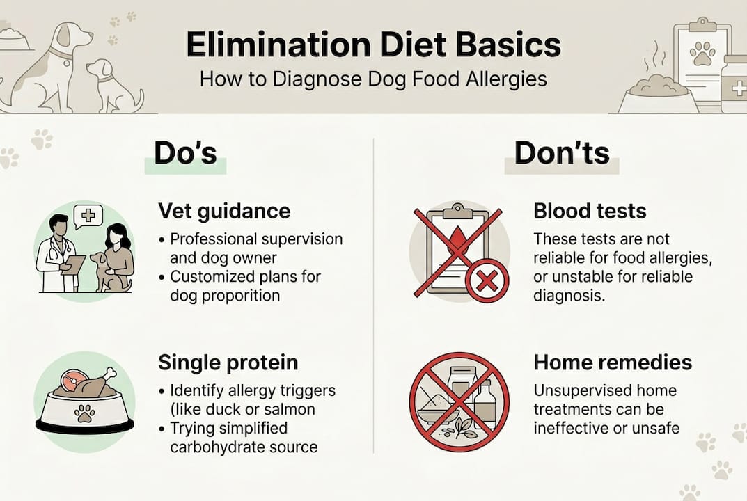 Infographic showing elimination diet do's and don'ts