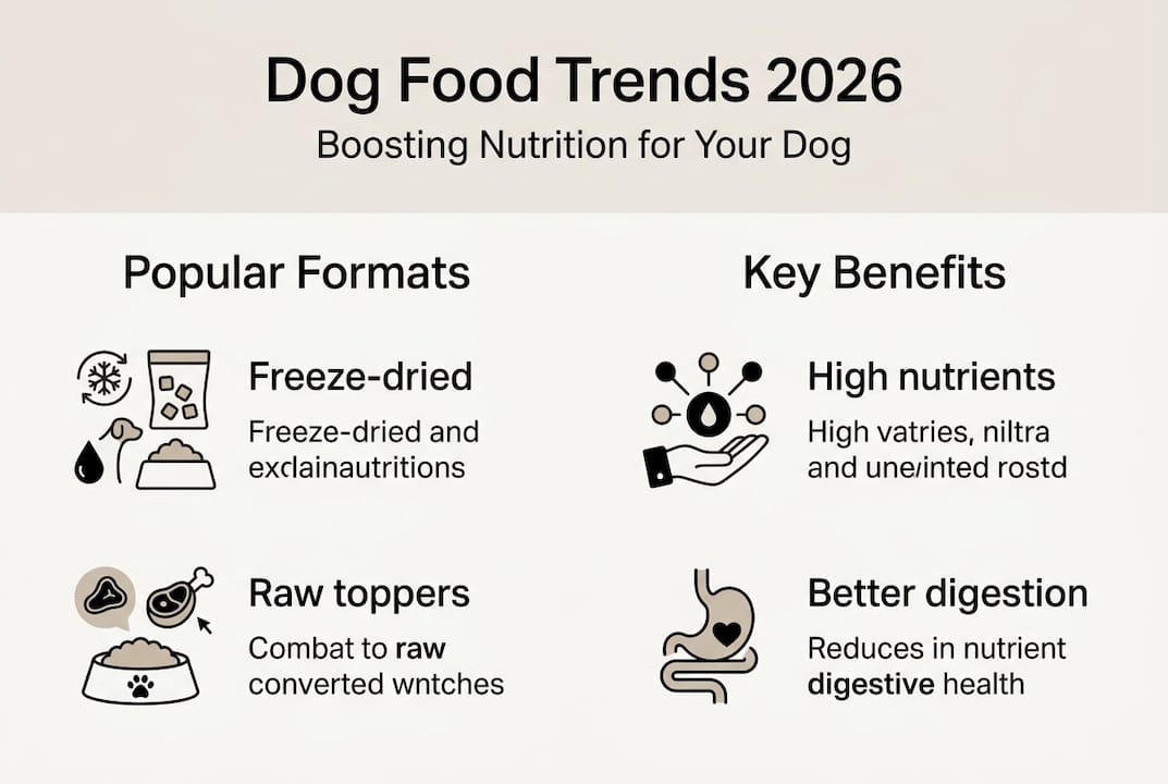 Dog food trends 2026 key benefits infographic