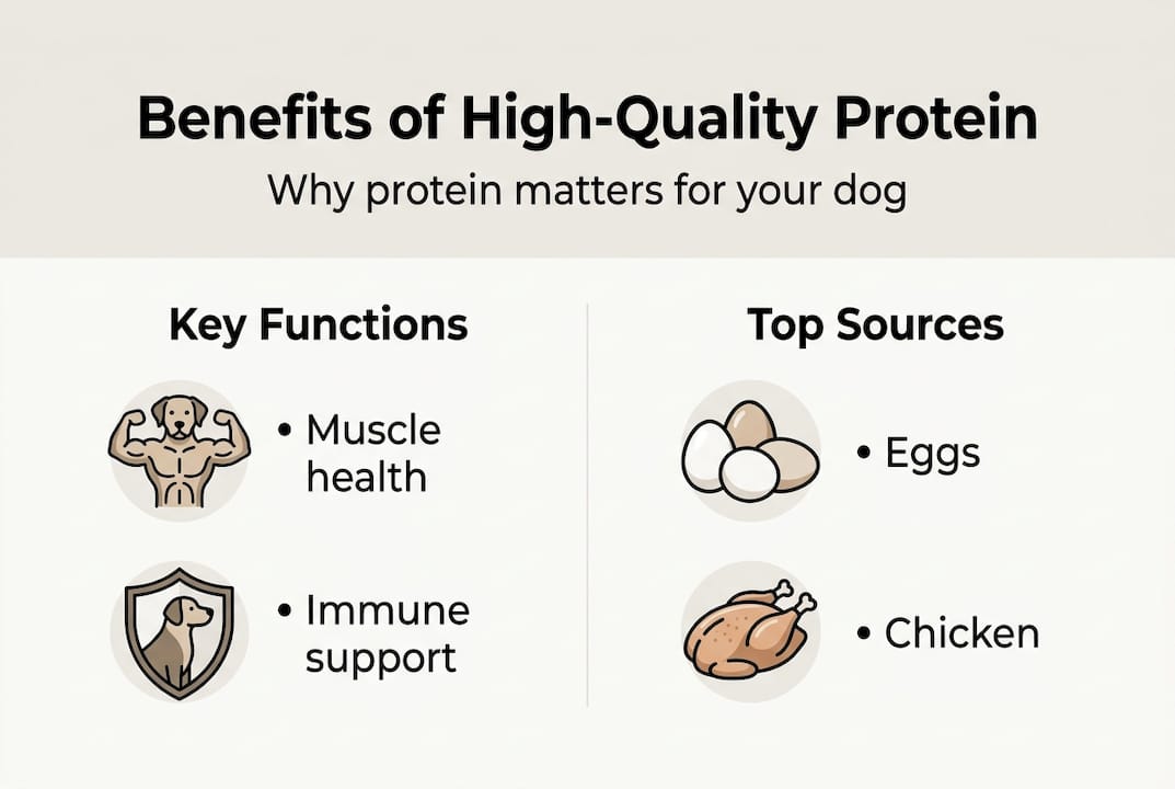 Infographic showing protein benefits and sources