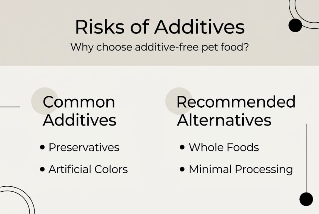 Infographic about pet food additives and safer alternatives