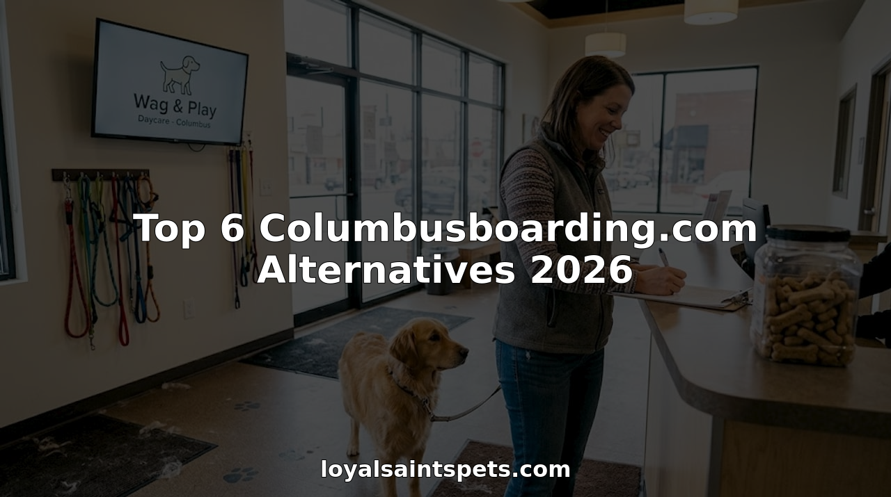 Dog and owner check in at daycare front desk