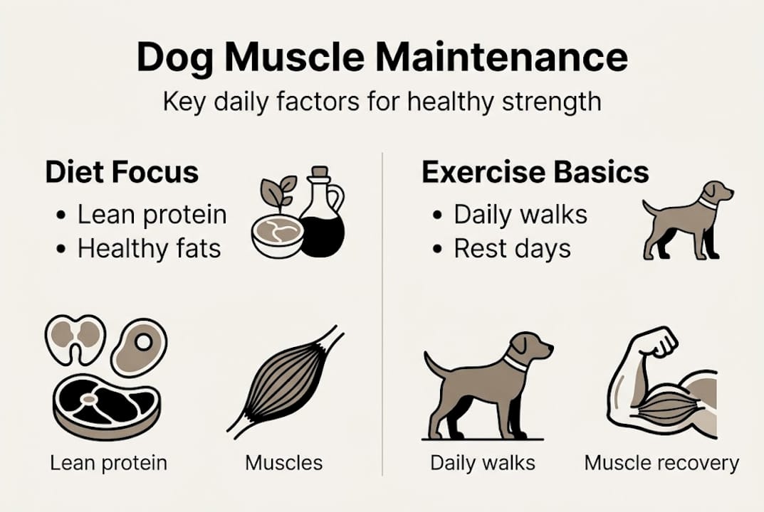 Infographic listing dog diet and exercise tips