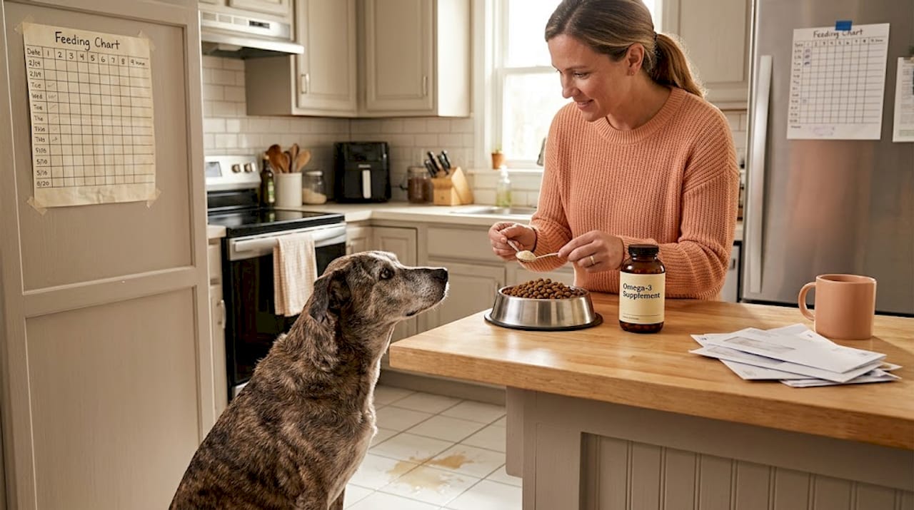 Dog meal with allergy relief supplements