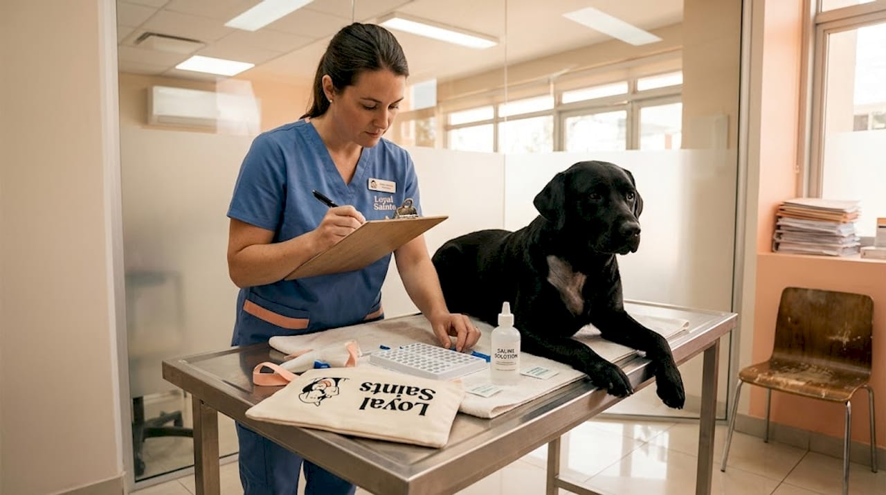 Veterinarian preparing dog allergy test