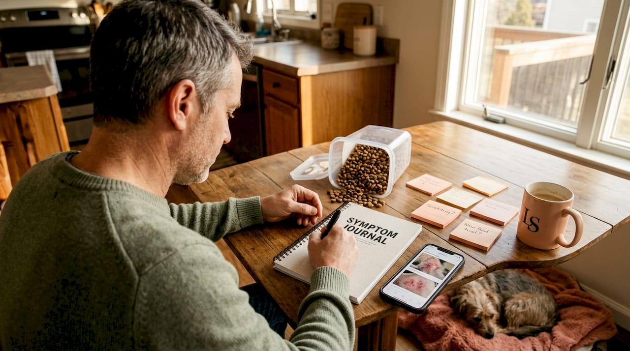 Owner tracks dog allergy symptoms journal
