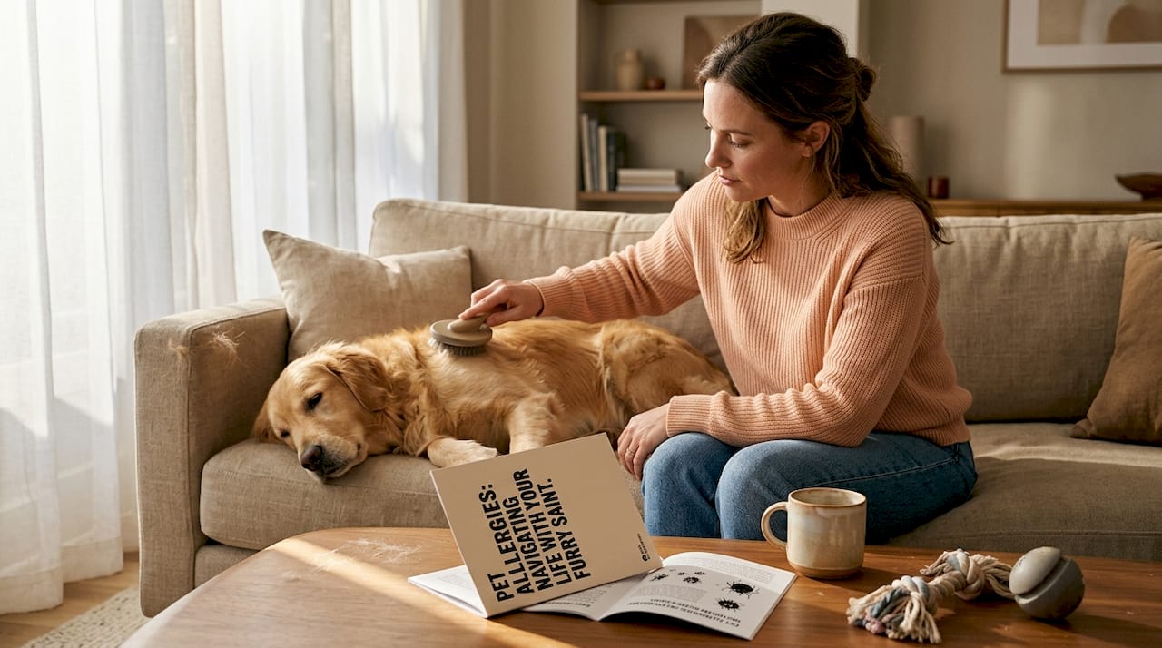 Dog allergy care at home living room