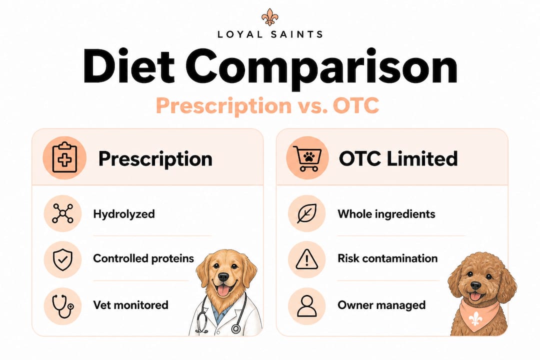 Infographic comparing dog diet types