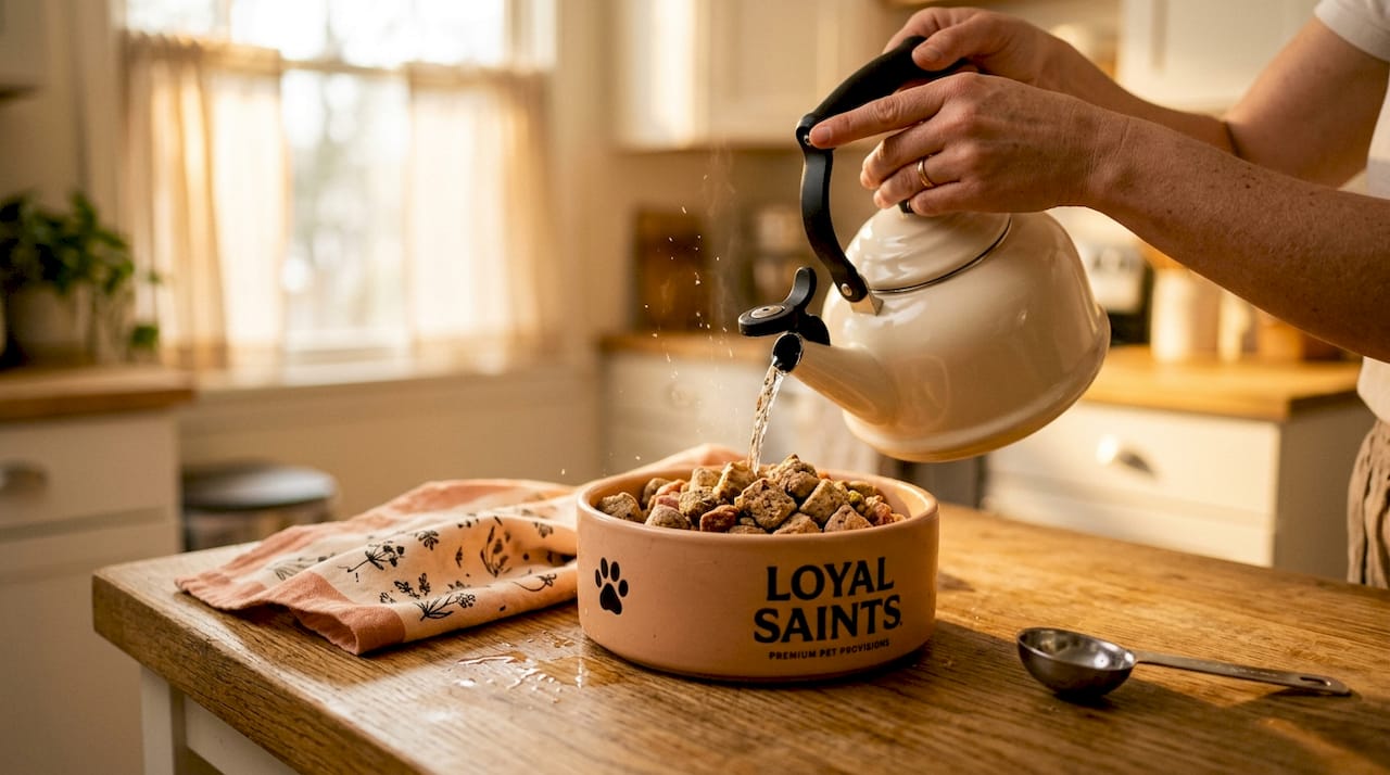 Pouring water to rehydrate freeze dried food