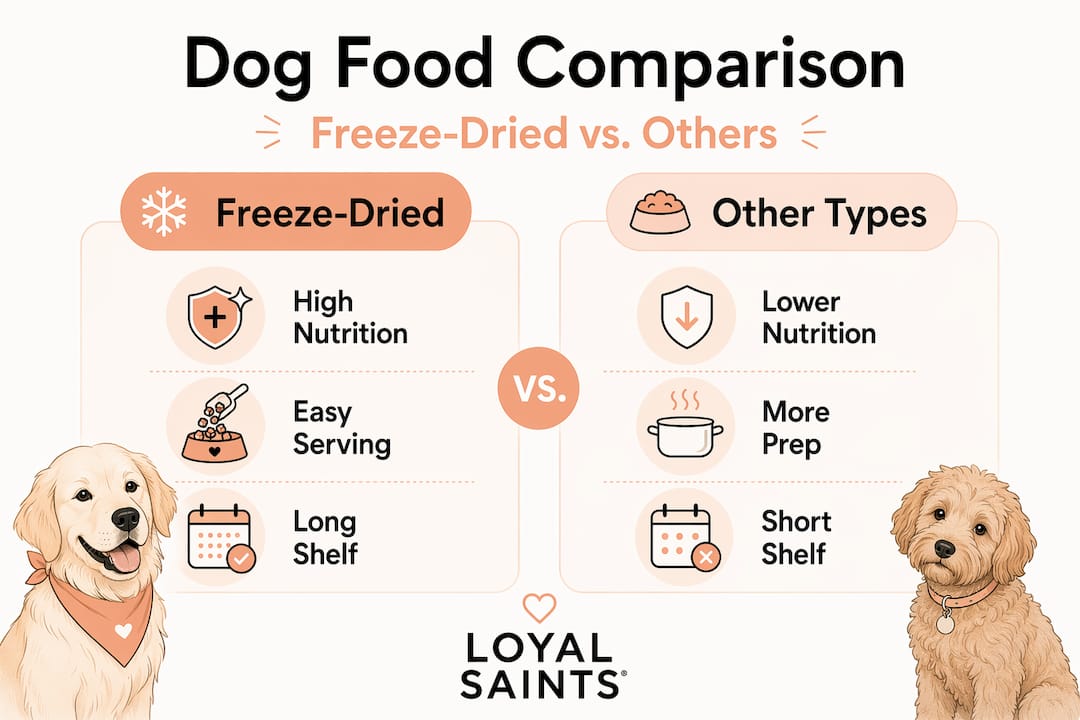 Infographic comparing freeze-dried dog food and other types