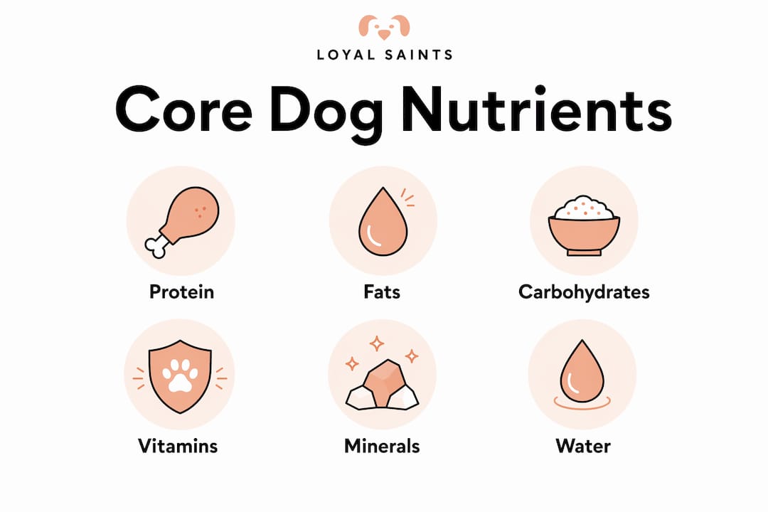 Infographic of core dog nutrients in hierarchy