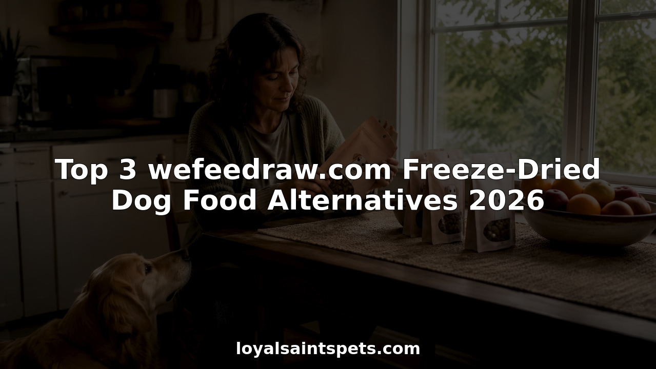 Woman selecting freeze-dried dog food alternatives with her dog