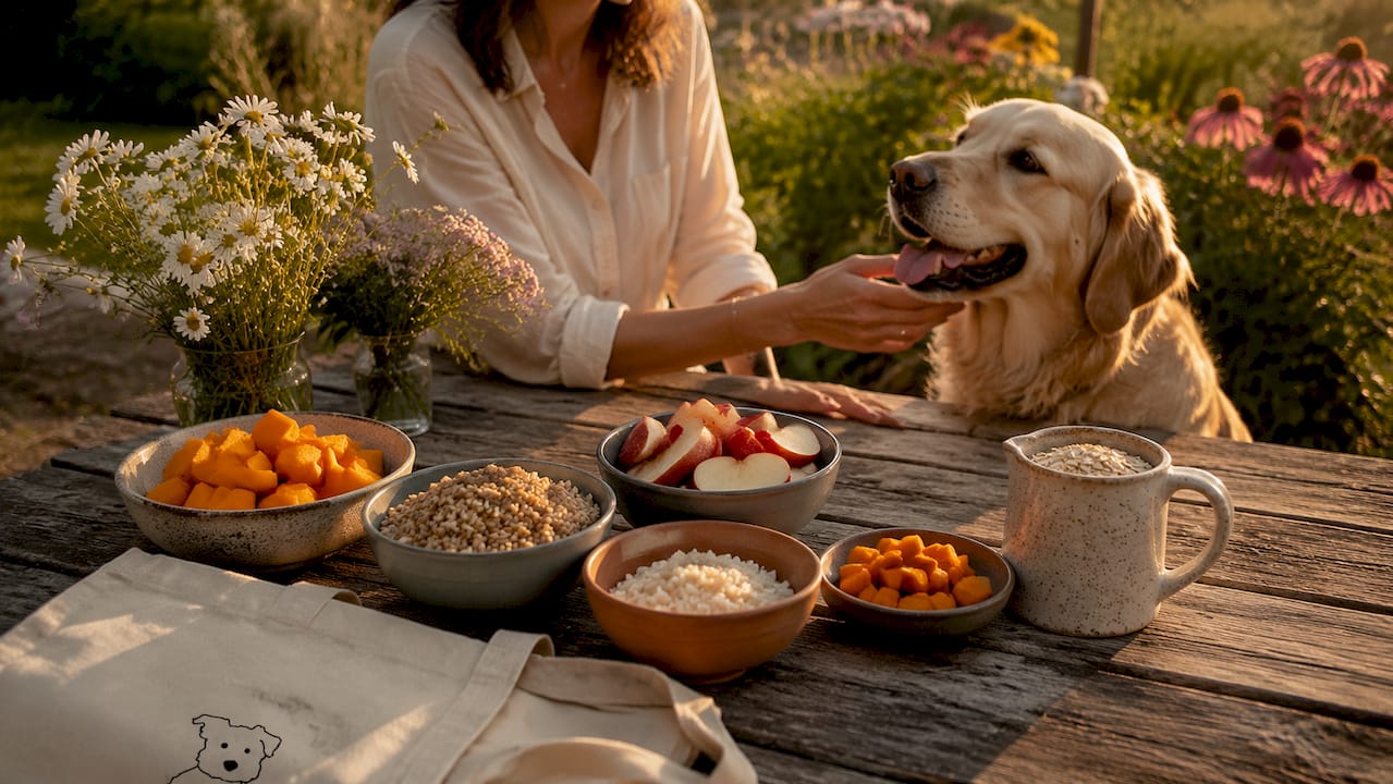 Measured dog food ingredients rich in dietary fiber