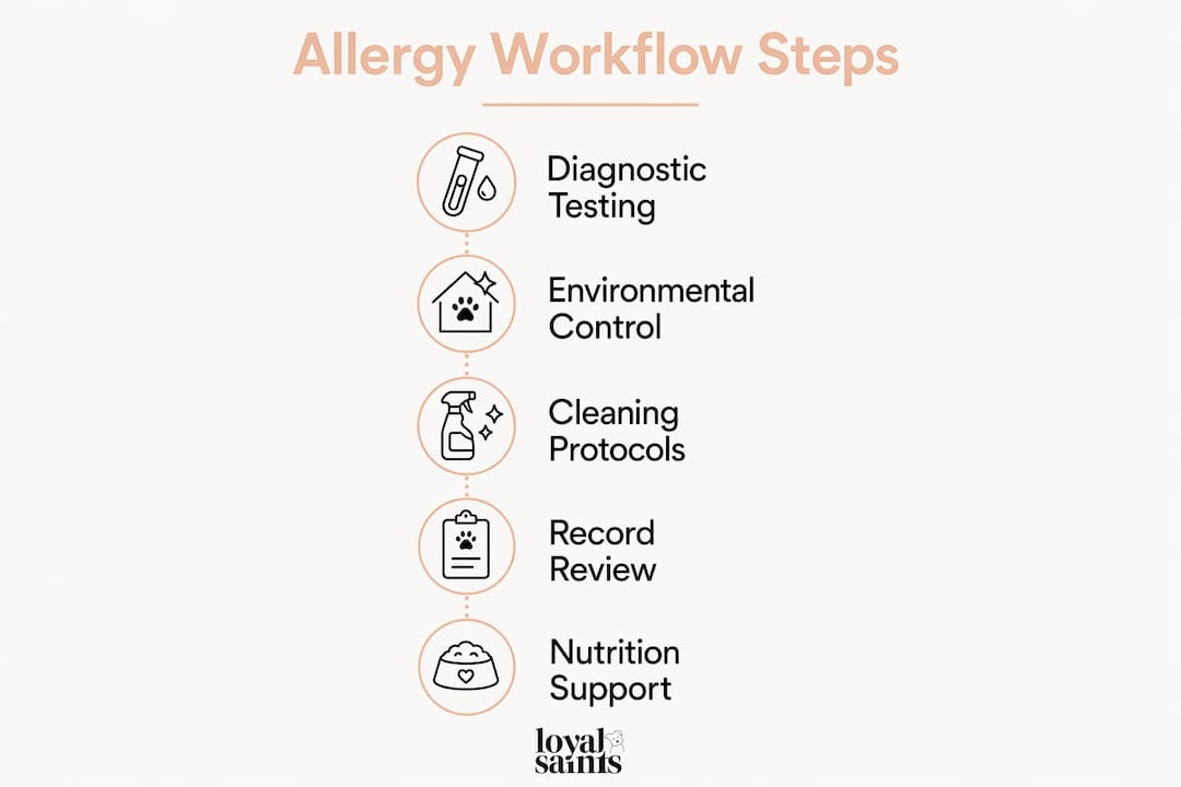 Infographic showing allergy management workflow steps