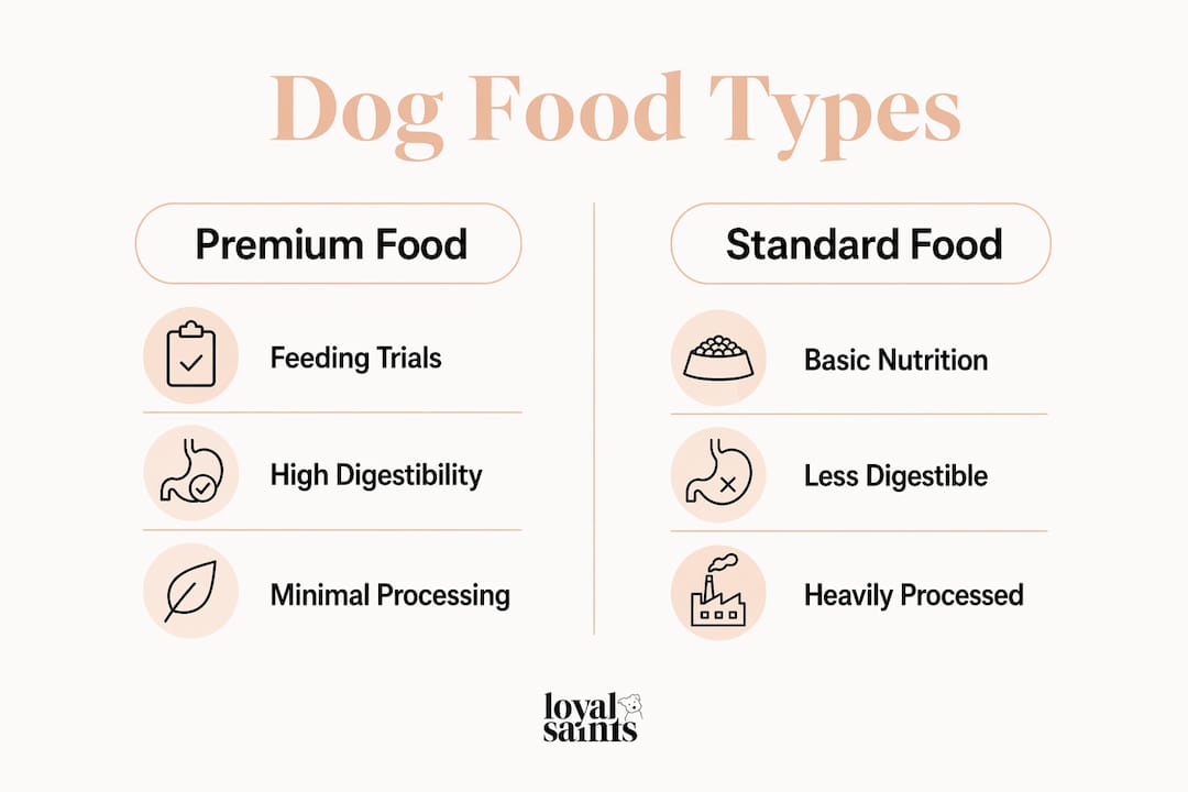 Infographic comparing premium vs standard dog food