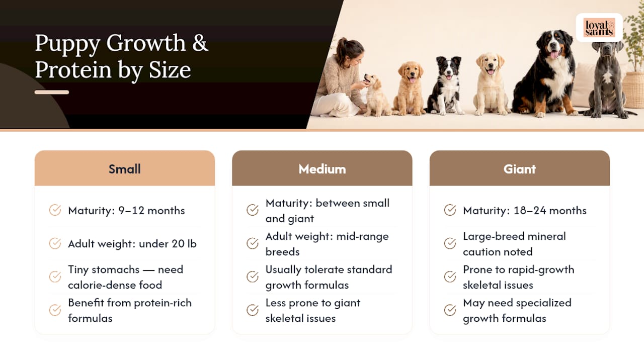 Comparison of puppy breed growth timelines