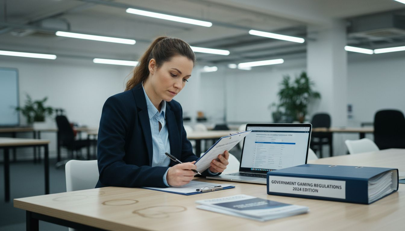 Compliance officer reviews responsible gaming checklist