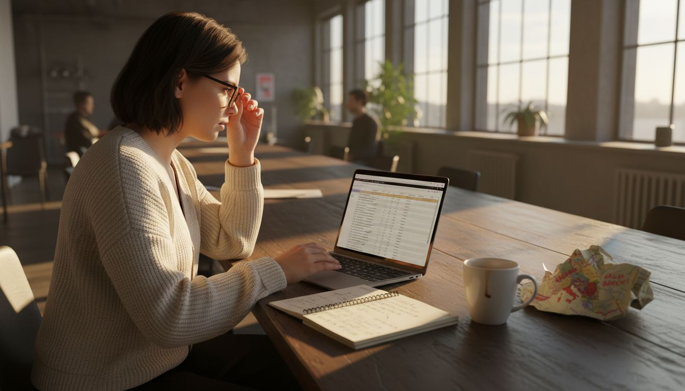 SEO strategist plans campaign in workspace