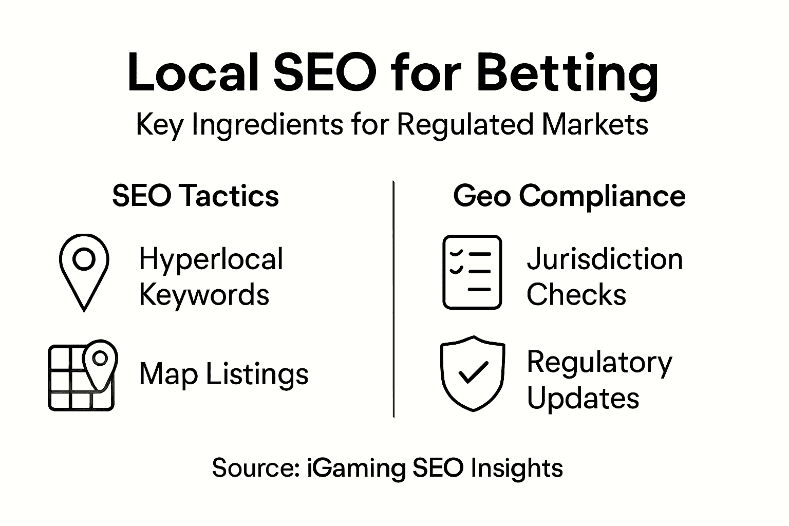 Infographic of SEO tactics and geo compliance