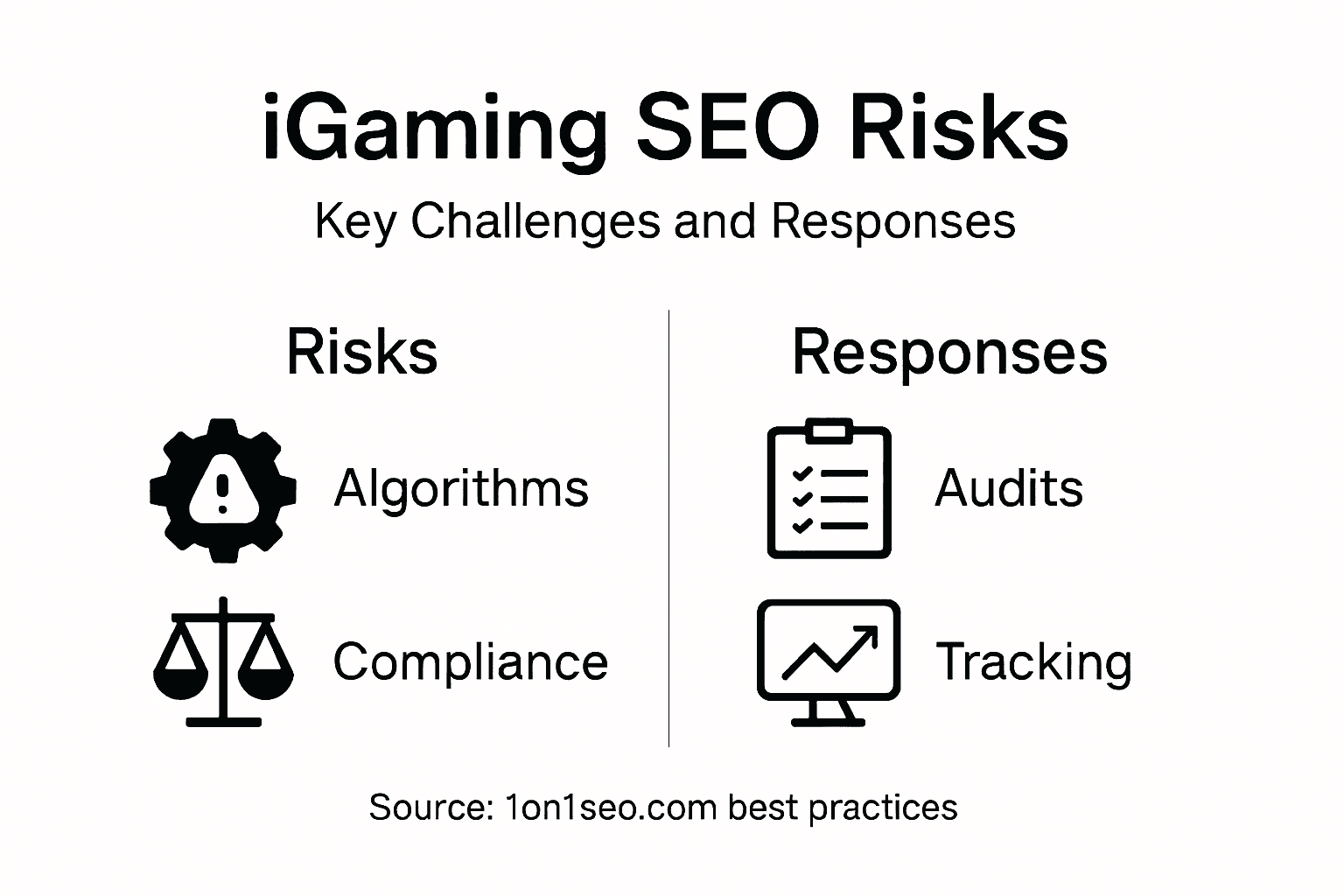 Infographic of iGaming SEO risks and responses