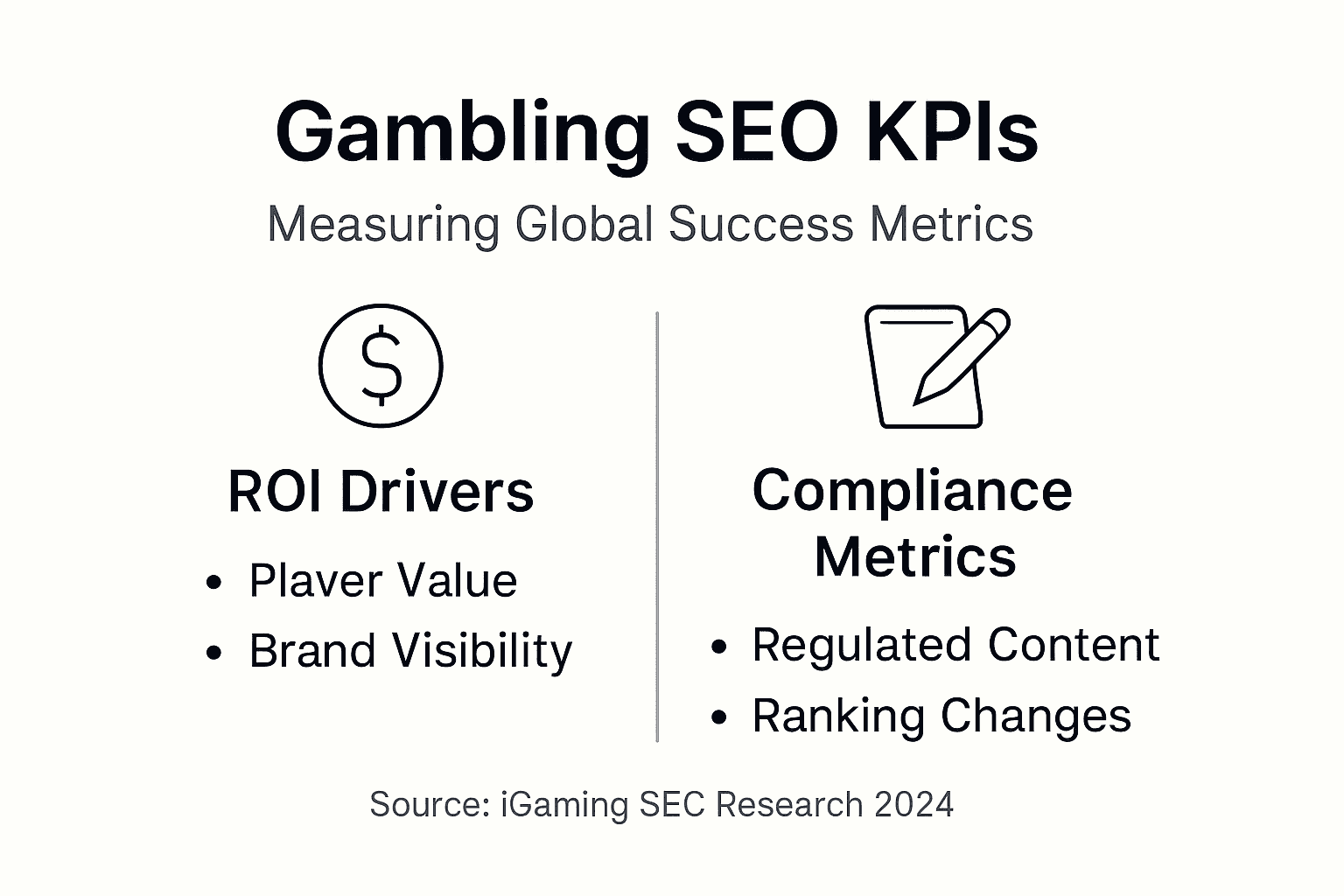 Infographic showing gambling SEO KPIs overview