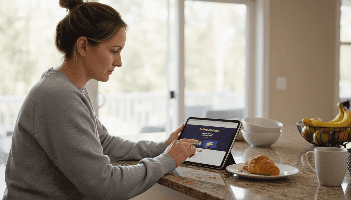 User reading casino bonus landing page