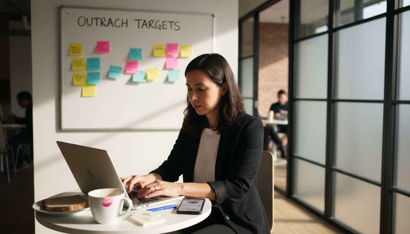 Marketer conducting link outreach for SEO