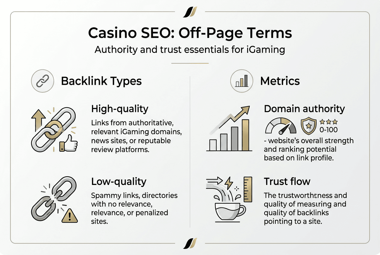 Infographic showing off-page casino SEO terms