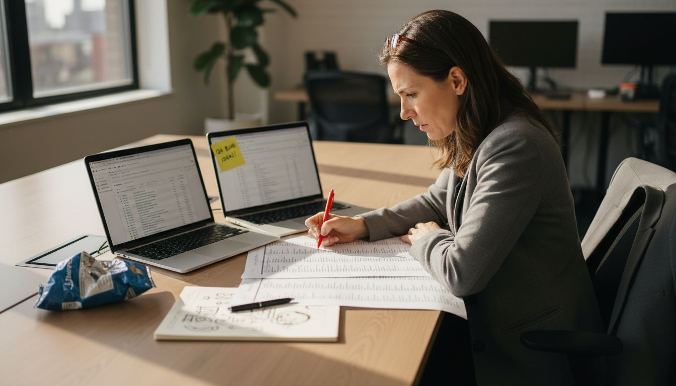 SEO analyst marking keyword research for casino site