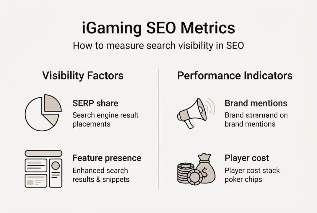 Infographic illustrating iGaming search visibility metrics