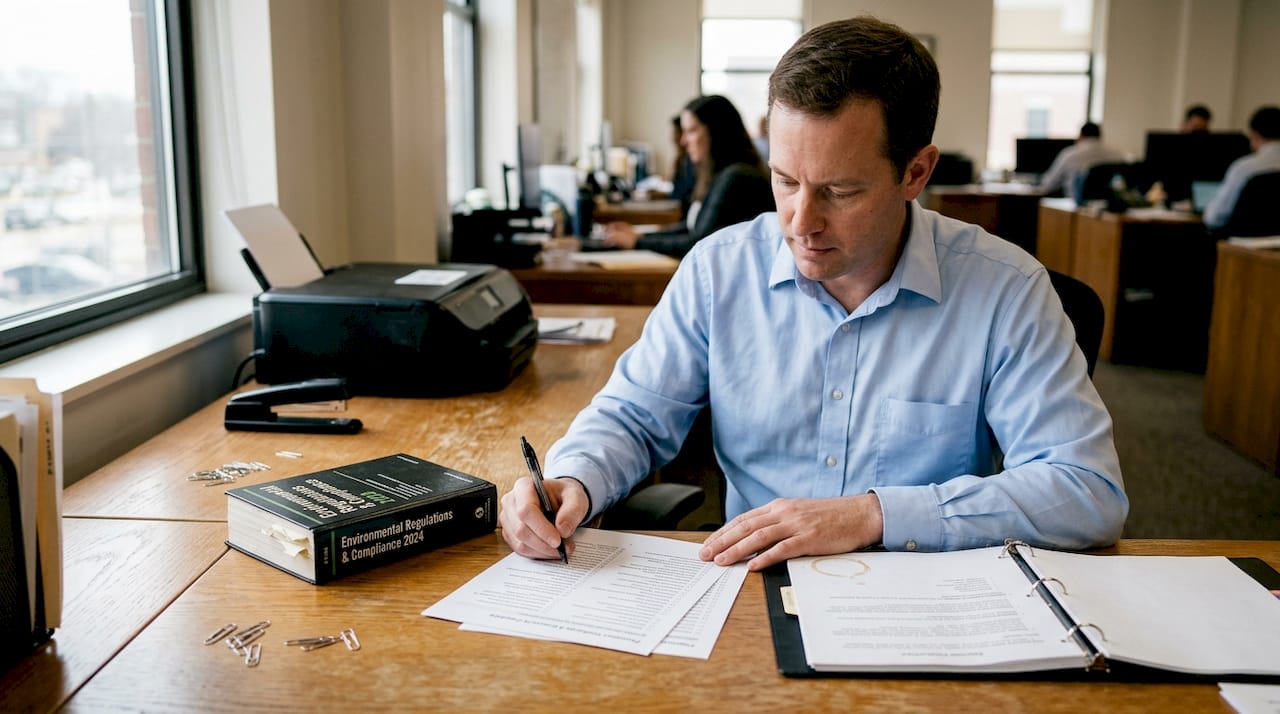 Compliance officer reviewing iGaming regulation checklist