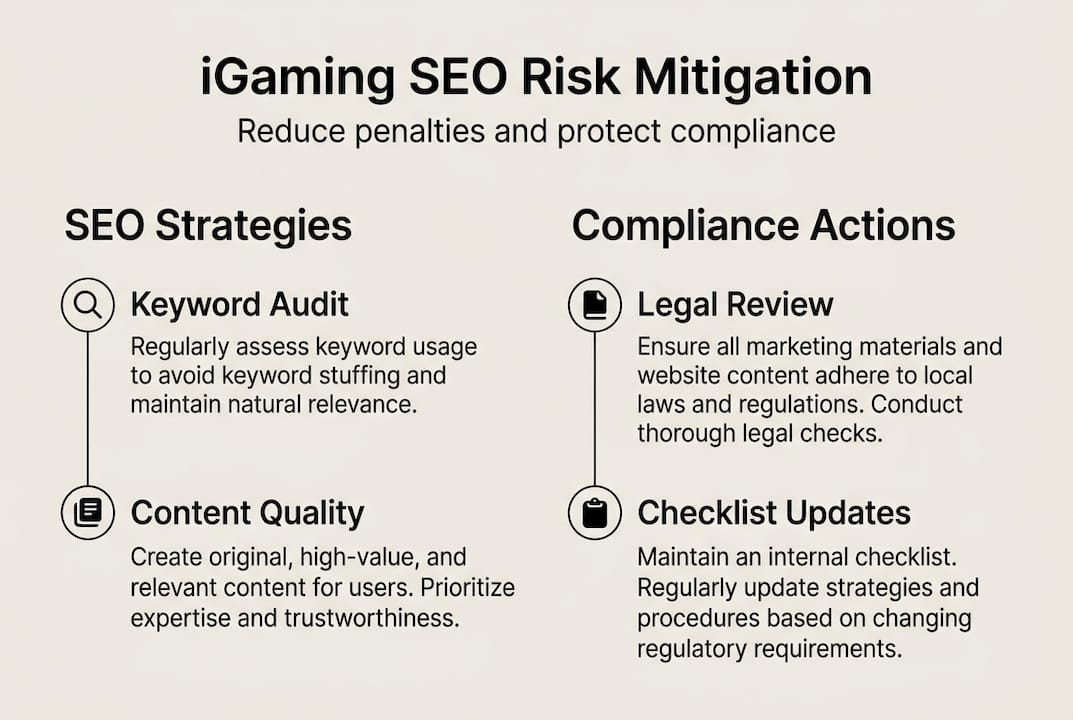 Infographic showing SEO risk mitigation steps