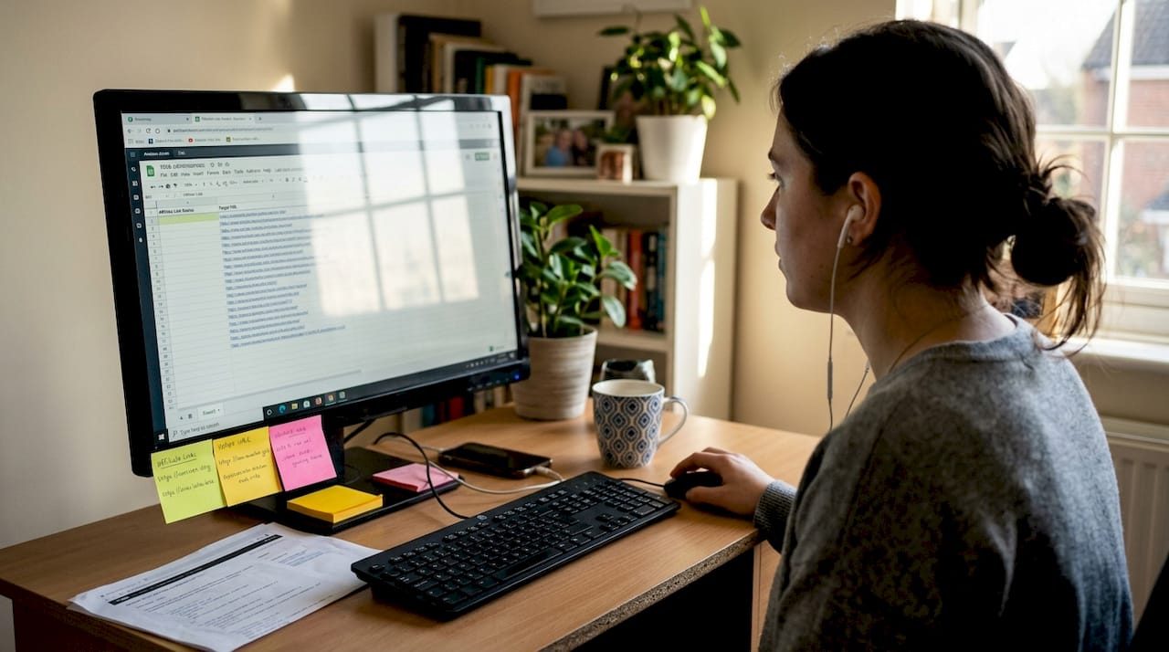 Web administrator updating affiliate link attributes