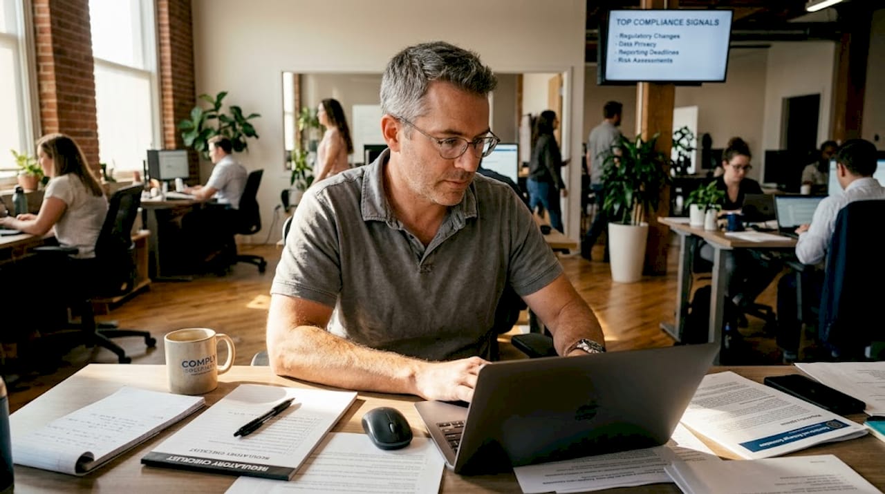 Manager checking compliance signals for iGaming trust