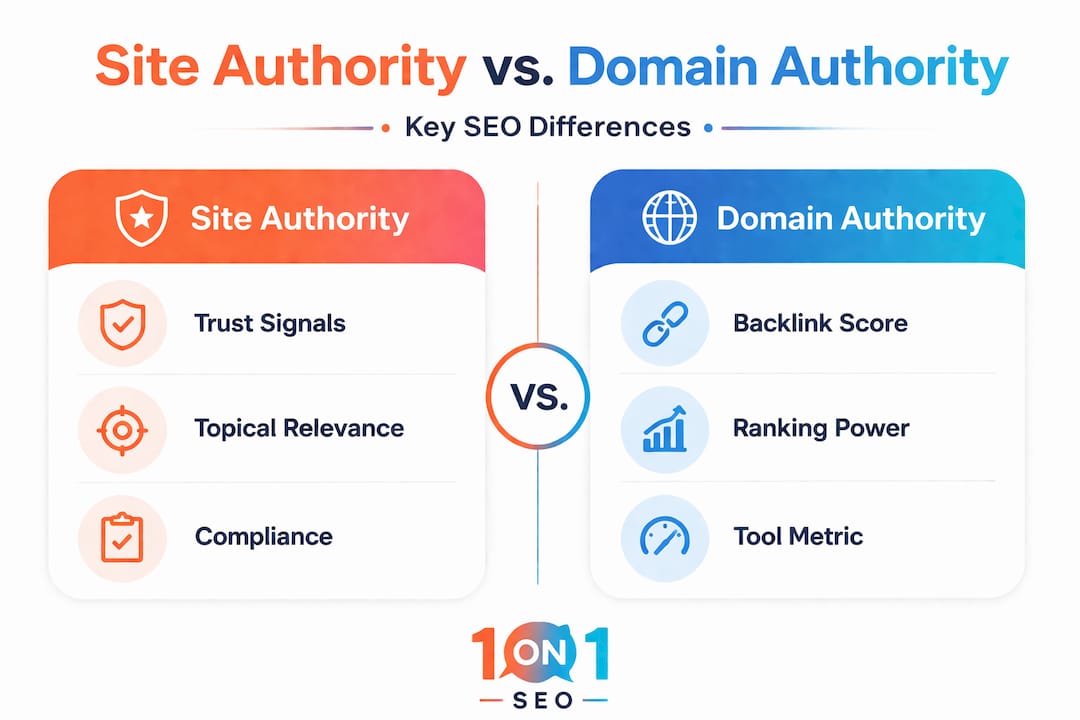 Infographic comparing site authority and domain authority