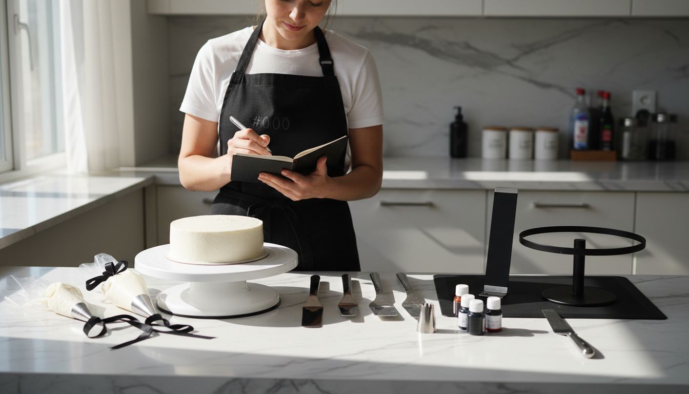 cake decorating tools setup